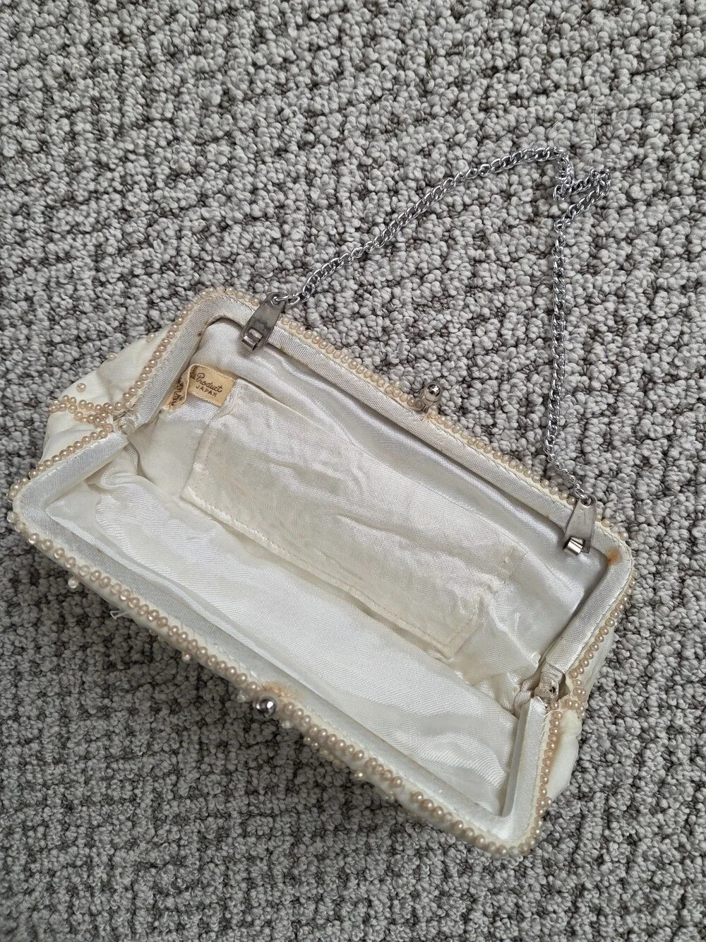 Beaded Ivory Floral Evening Clutch